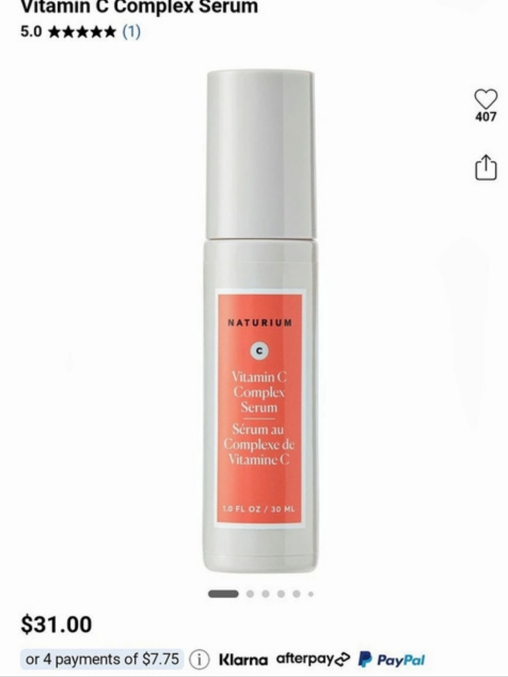 Naturium Vitamin C Complex Serum 1.0 oz NWT
